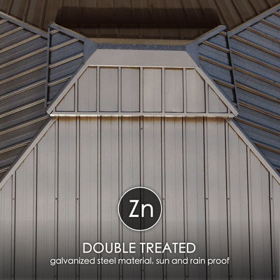 Kozyard Apollo 12ft x 16ft – Pavillon à toit rigide en aluminium, double toit en acier galvanisé et moustiquaire, pavillon métallique extérieur permanent pour terrasse, deck et pelouse