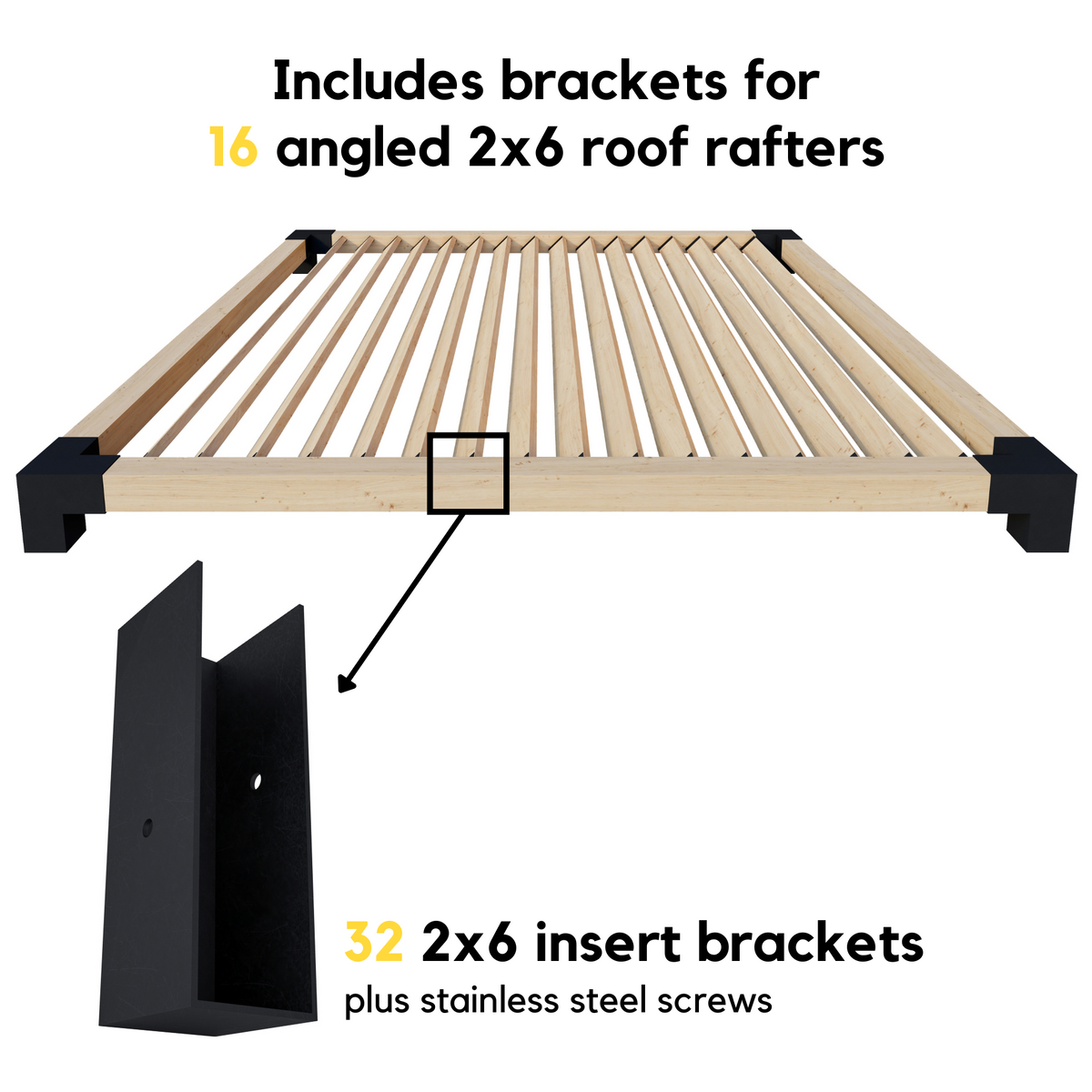 Kit de supports pour pergola en bois avec toit