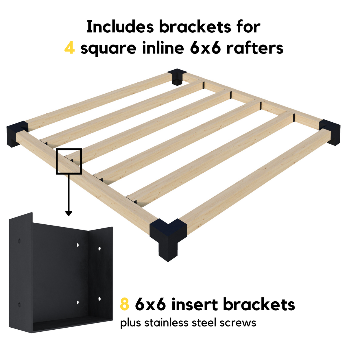 Kit DIY de pergola à 2 poteaux – Pour pergola adossée jusqu’à 12x12