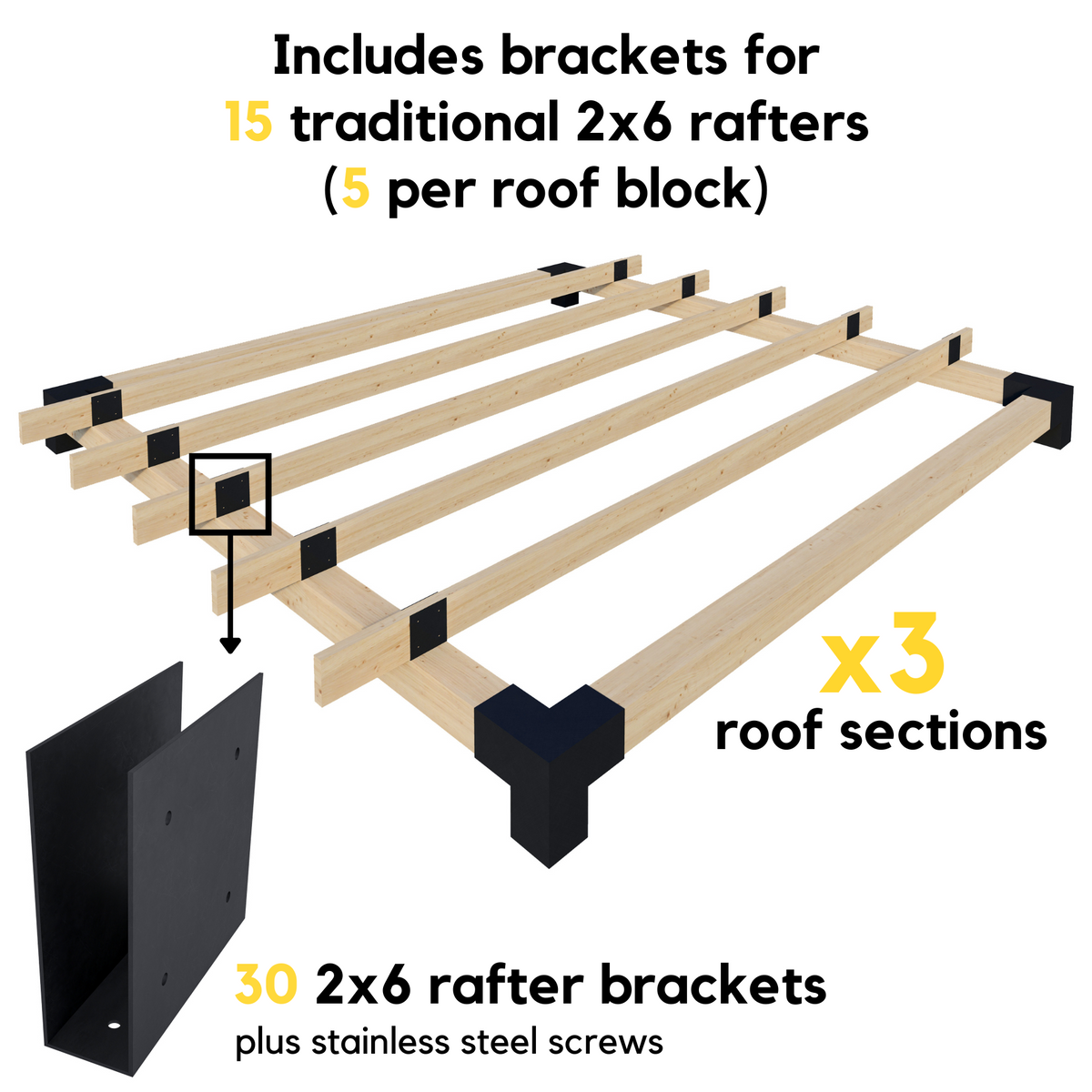 Kit pour pergola moderne à toit à lattes avec parois latérales – Toute taille jusqu’à 36' x 12'