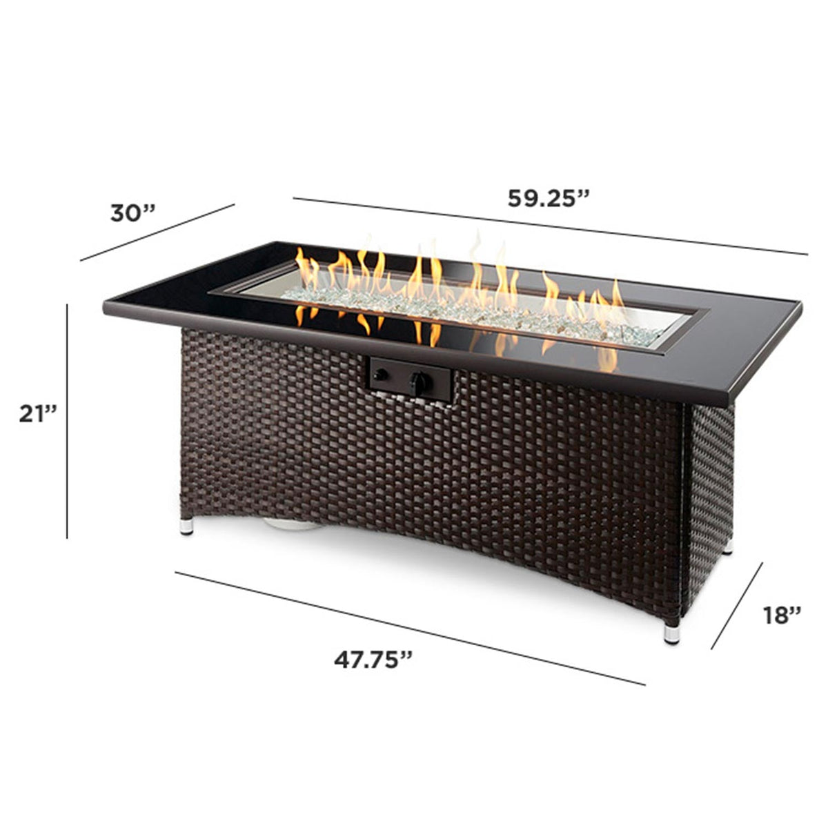 Balsam Montego – Table brasero linéaire à gaz avec pare-feu en verre – MG-1242-BLSM-K/GG-1242