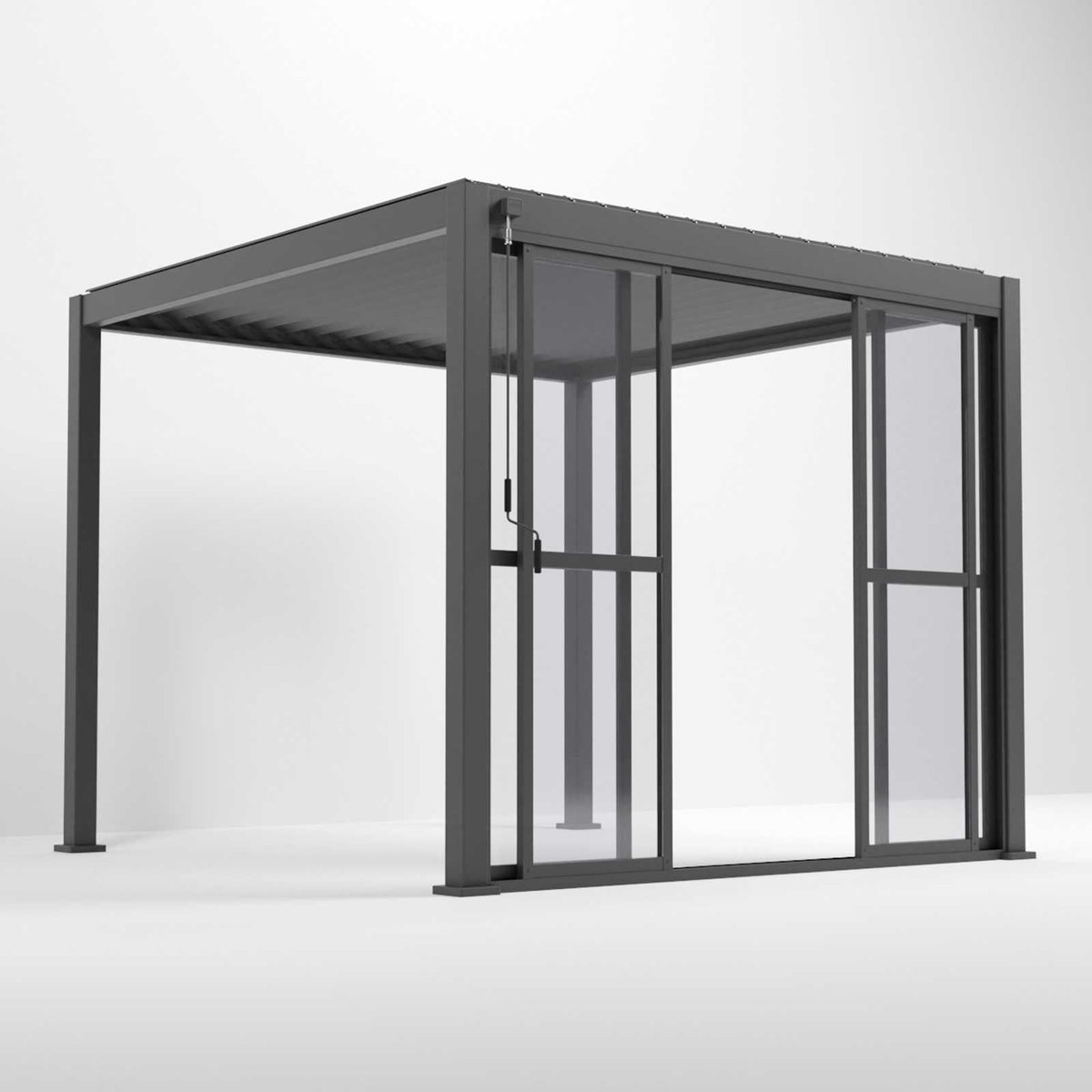 3M NOVA Titan – Système de portes coulissantes transparentes de style français en aluminium, gris graphite