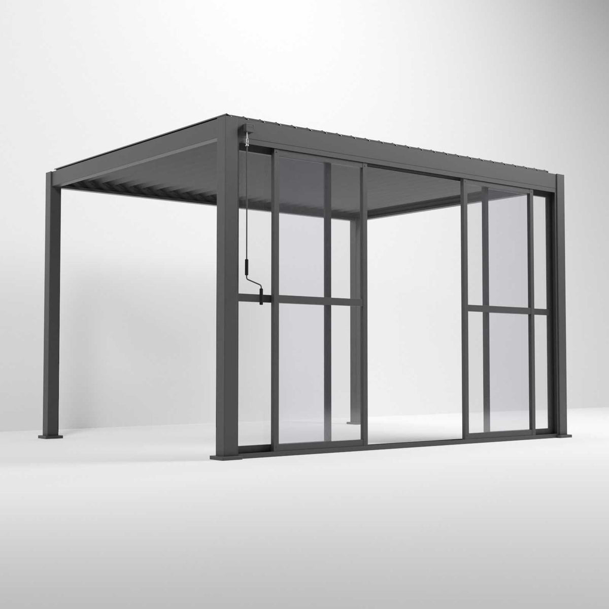4M NOVA Titan – Système de portes coulissantes transparentes de style français en aluminium, gris graphite