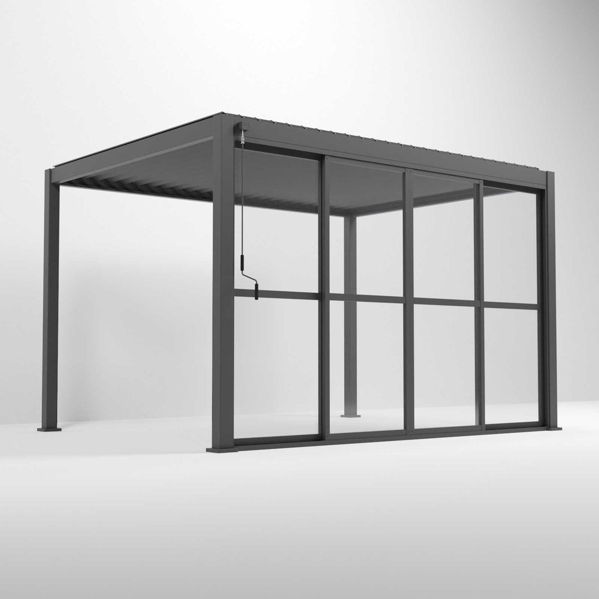 3.6M NOVA Titan – Système de portes coulissantes transparentes de style français en aluminium, gris graphite