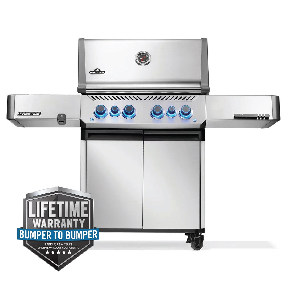 Napoleon Prestige 500 RSIB – Barbecue 6 brûleurs avec brûleurs infrarouges latéral et arrière, acier inoxydable