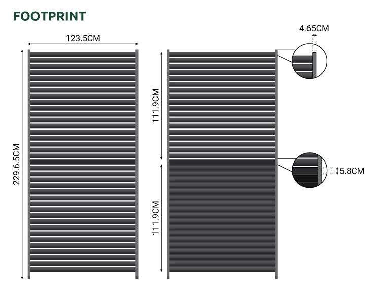 1.33M NOVA TITAN – Paroi réglable à lames orientables pour pergola en aluminium – gris