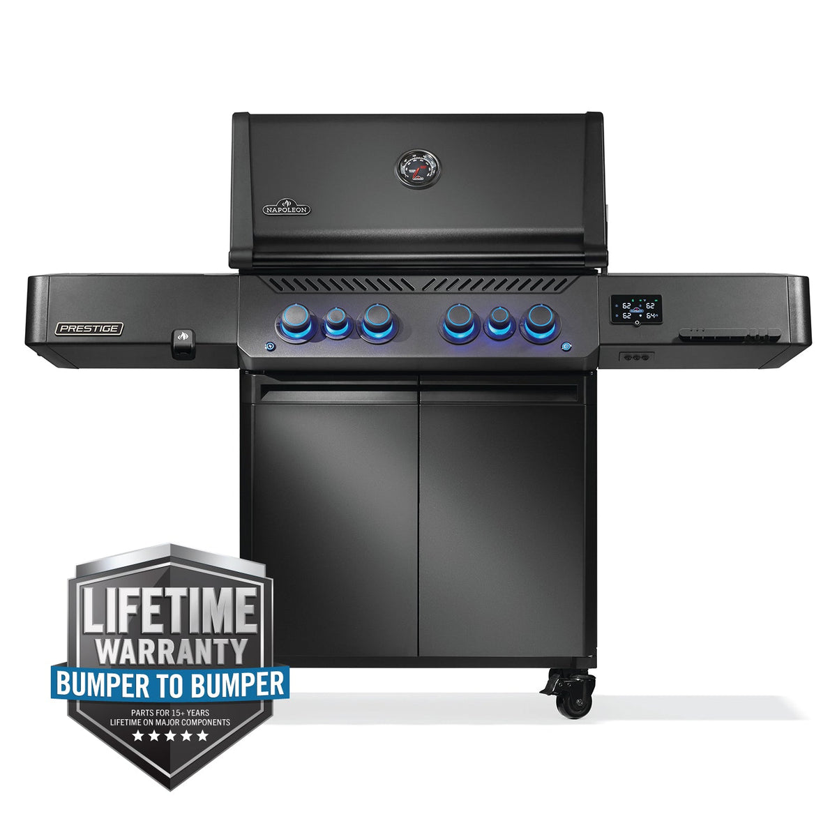 Napoleon Prestige 500 Phantom Connected RSIB – Barbecue 6 brûleurs avec brûleurs infrarouges latéral et arrière, Matte Black, WiFi & Bluetooth
