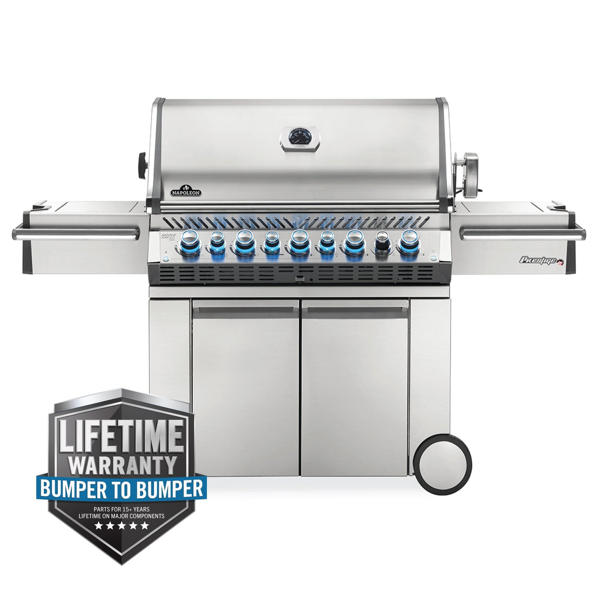 Napoleon Prestige PRO 665 RSIB – Barbecue 8 brûleurs avec brûleurs infrarouges latéral et arrière, acier inoxydable