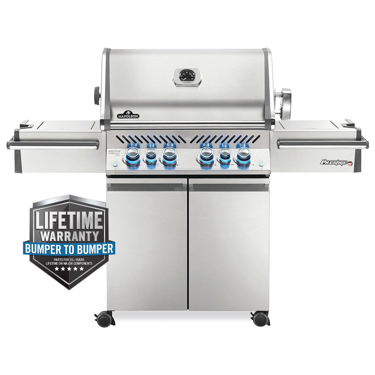 Napoleon Prestige PRO 500 RSIB – Barbecue 6 brûleurs avec brûleurs infrarouges latéral et arrière, acier inoxydable