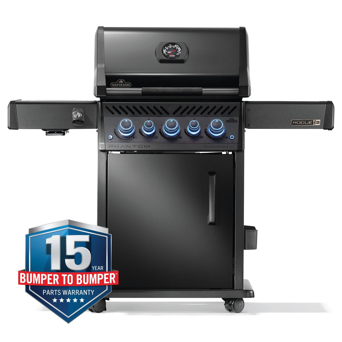 Napoleon Rogue PRO-S 425 RSIB Phantom – Barbecue 5 brûleurs avec brûleurs infrarouges latéral et arrière, Matte Black