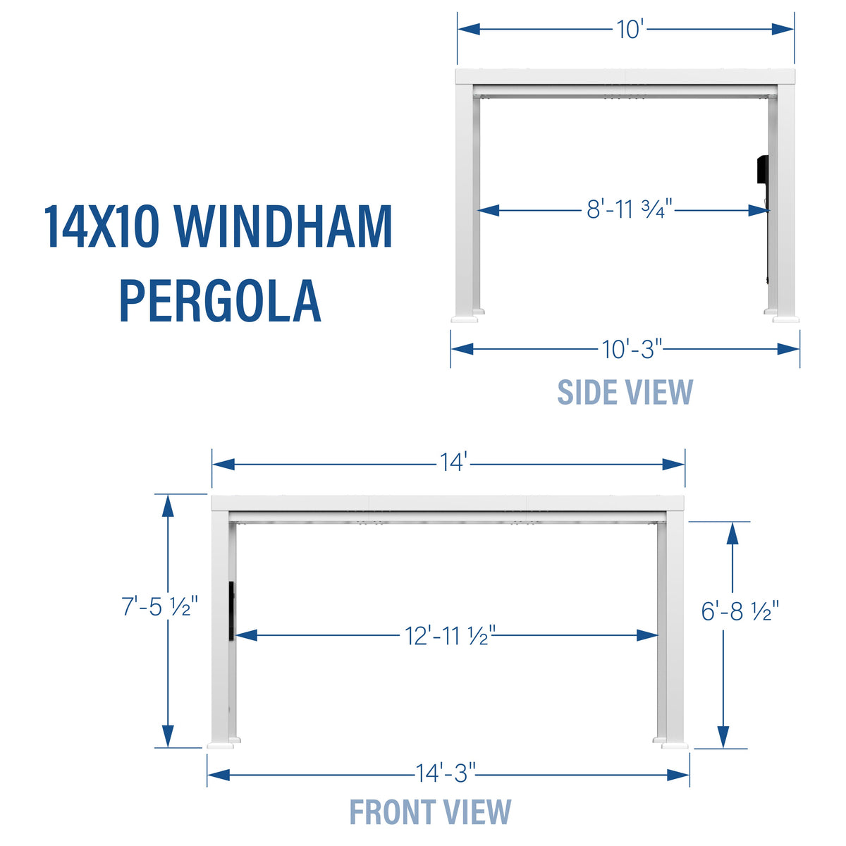 Windham 14x10 – Pergola moderne en acier avec toile d’ombrage souple