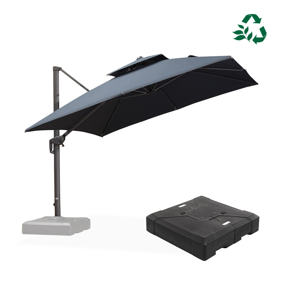 PURPLE LEAF – Parasol déporté UV50+ résistant à la décoloration avec base pour terrasse