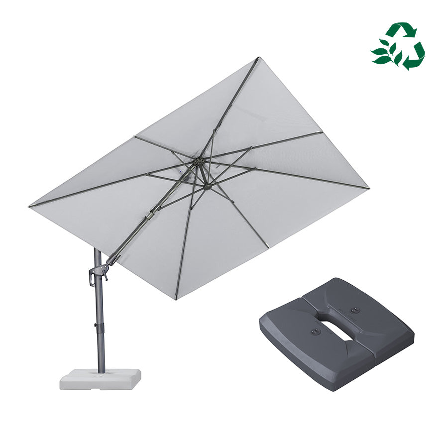 PURPLE LEAF – Parasol de terrasse résistant aux UV avec base, inclinaison gauche-droite et rotation 360°