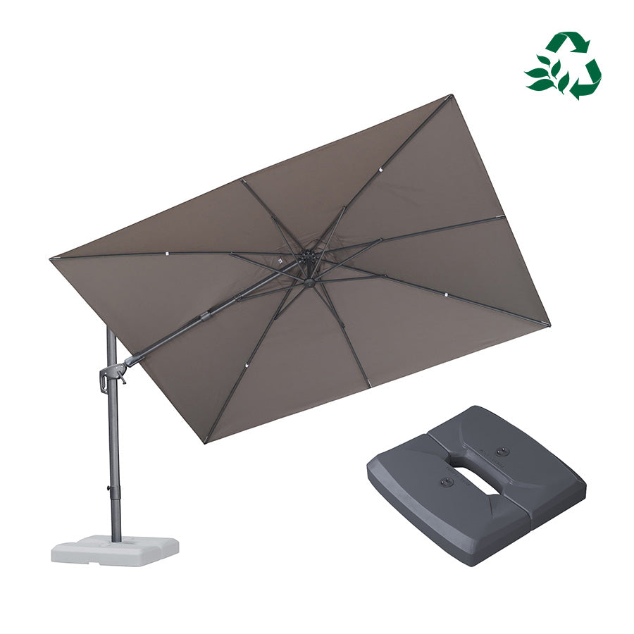 PURPLE LEAF – Parasol de terrasse résistant aux UV avec base, inclinaison gauche-droite et rotation 360°