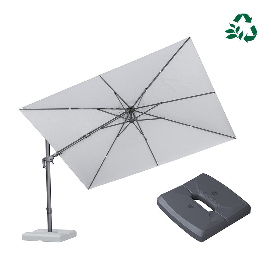 PURPLE LEAF – Parasol de terrasse résistant aux UV avec base, inclinaison gauche-droite et rotation 360°