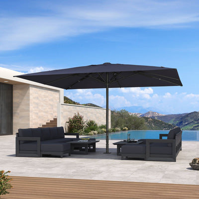 PURPLE LEAF – Parasol de marché haut de gamme renforcé, commercial, hydraulique et semi-automatique pour terrasse