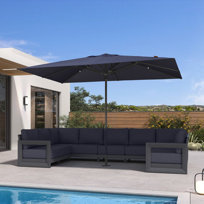 PURPLE LEAF – Parasol de marché haut de gamme renforcé, commercial, hydraulique et semi-automatique pour terrasse