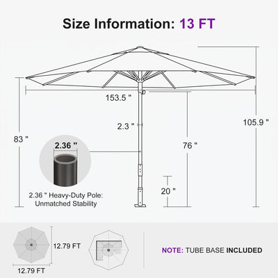 PURPLE LEAF – Parasol de marché haut de gamme renforcé, commercial, hydraulique et semi-automatique pour terrasse