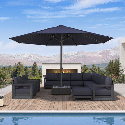 PURPLE LEAF – Parasol de marché haut de gamme renforcé, commercial, hydraulique et semi-automatique pour terrasse