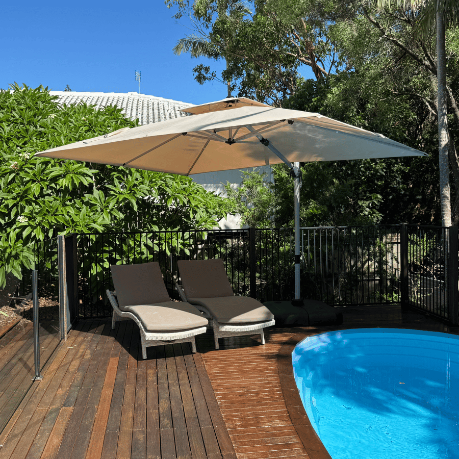 PURPLE LEAF – Grand parasol rectangulaire déporté pour porche, terrasse et jardin