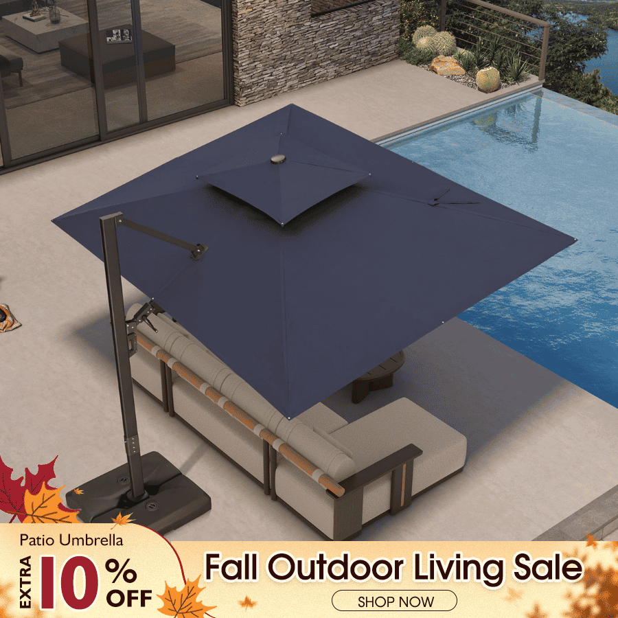 PURPLE LEAF Provence Series – Parasol de terrasse déporté avec structure en aluminium bronze et toile ventilée pour terrasse, piscine et café