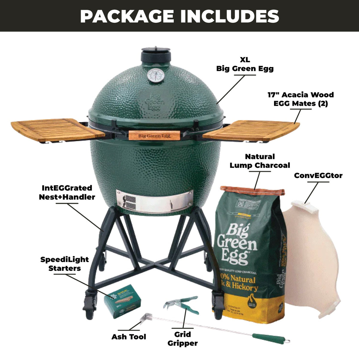 XL Big Green Egg + ensemble intEGGrated Nest + EGG Mates