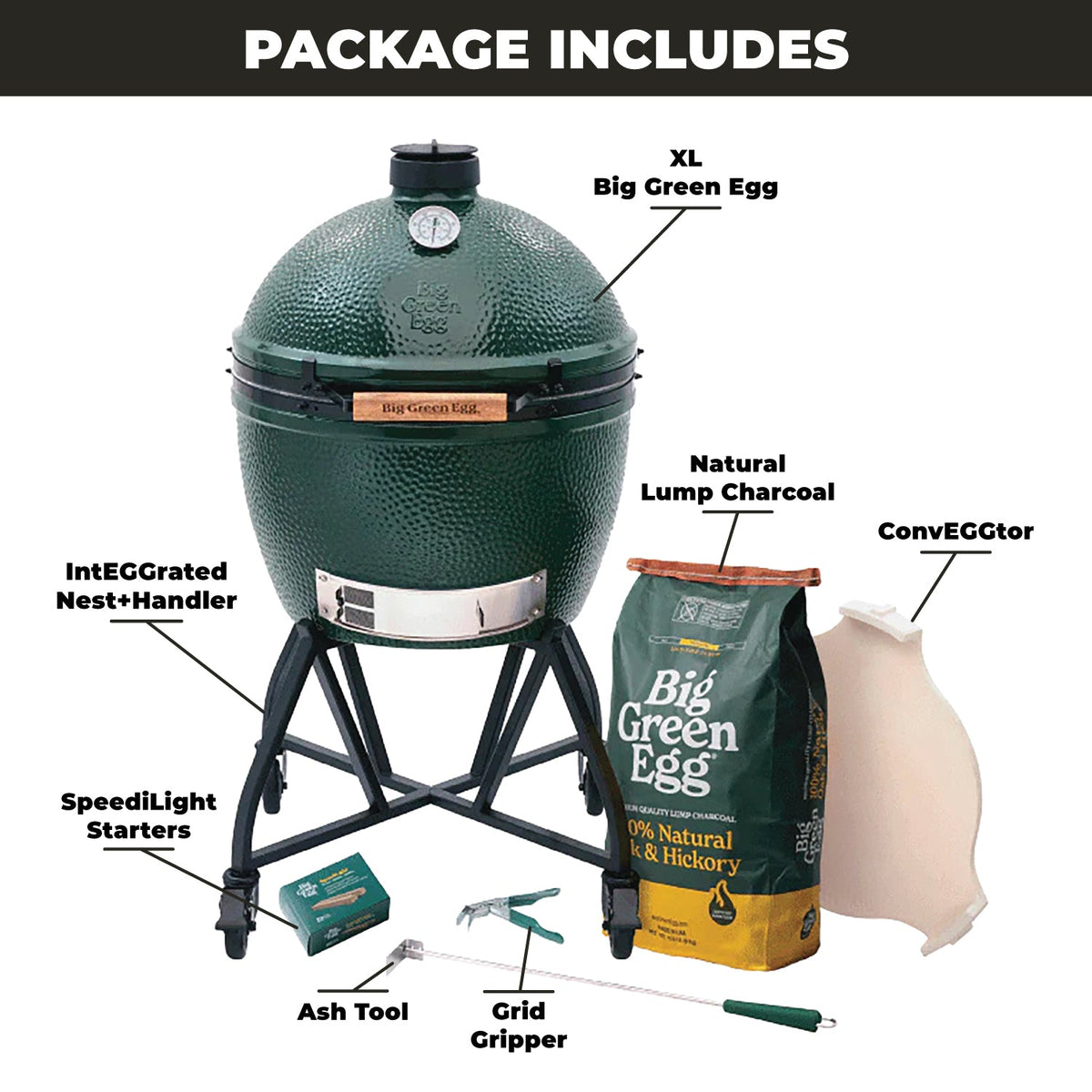 XL Big Green Egg + ensemble intEGGrated Nest