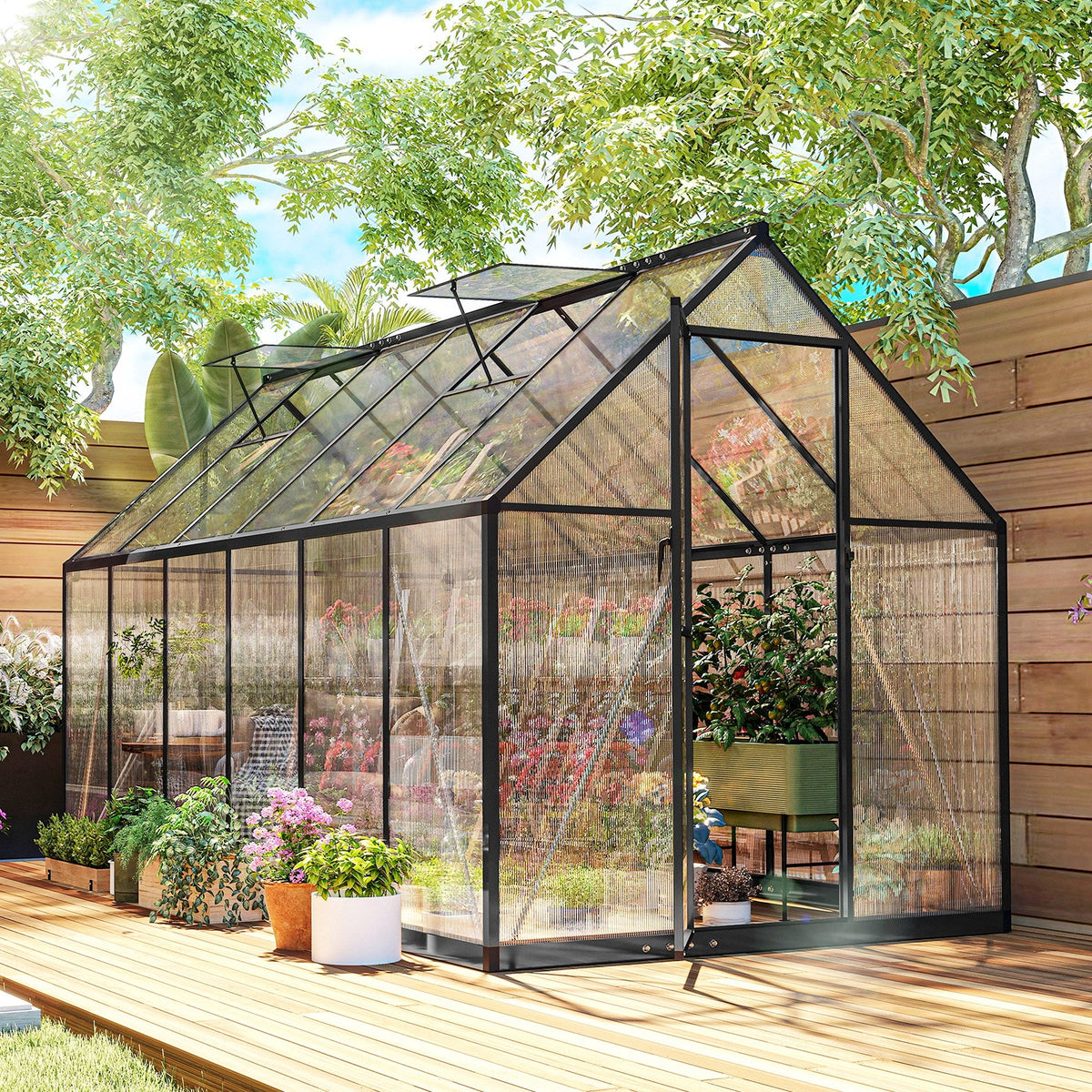 Serre en polycarbonate accessible 11' x 6', noire
