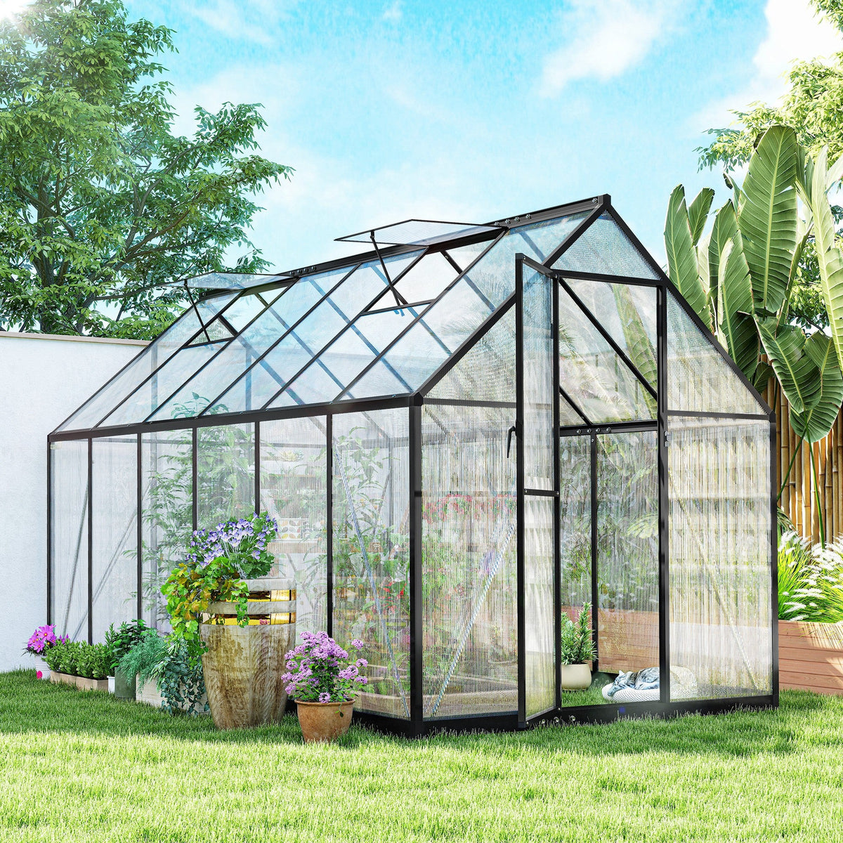 Serre en polycarbonate accessible 11' x 6', noire