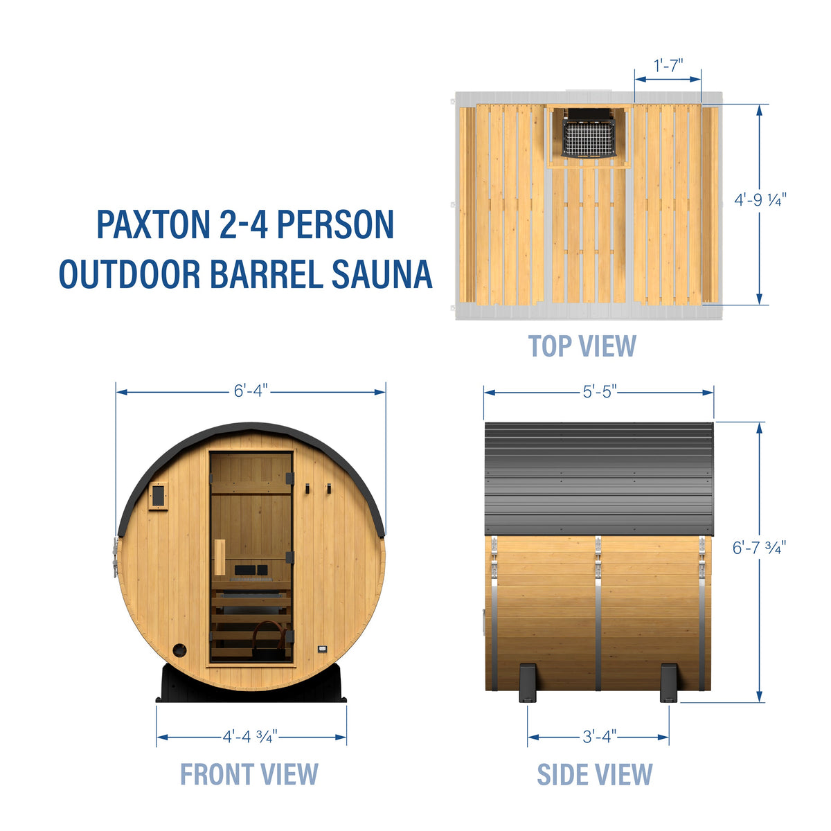 Paxton – Sauna tonneau extérieur, 2-4 personnes