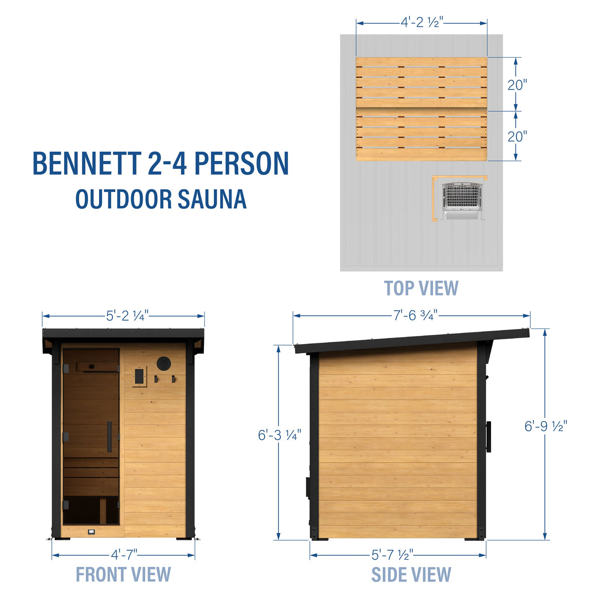 Bennett – Sauna cabine extérieur, 2-4 personnes