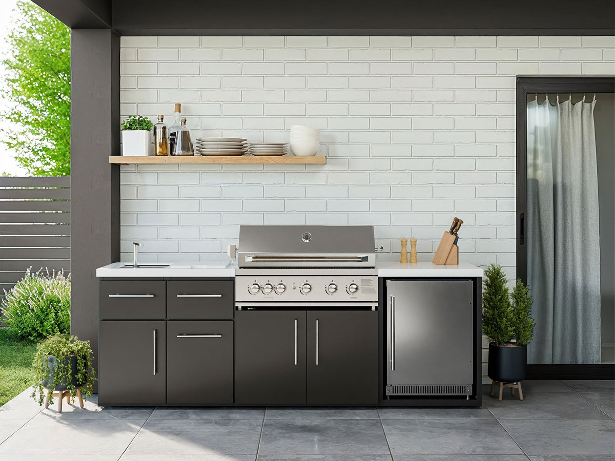 Emory | Îlot de cuisine extérieure 9-Foot avec barbecue encastrable