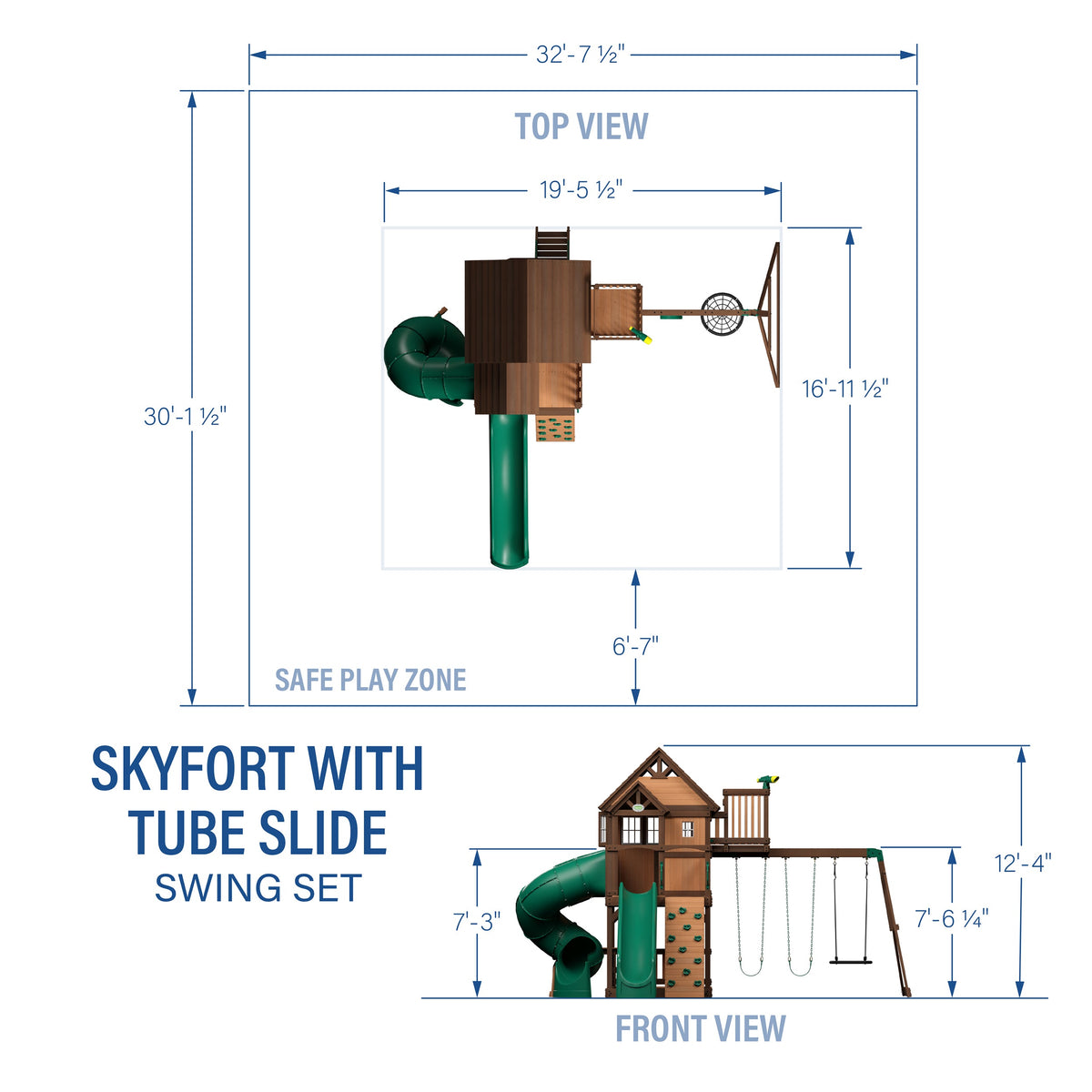 Skyfort II avec toboggan tubulaire en spirale