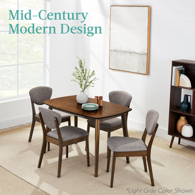 5 Pièces Wooden Mid-Century Modern Dining Set w/ 4 Chairs, Padded Seat & Back - Best Choice Products