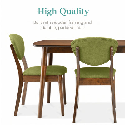 5 Pièces Wooden Mid-Century Modern Dining Set w/ 4 Chairs, Padded Seat & Back - Best Choice Products