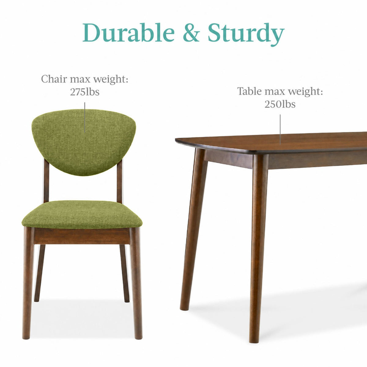 5 Pièces Wooden Mid-Century Modern Dining Set w/ 4 Chairs, Padded Seat & Back - Best Choice Products