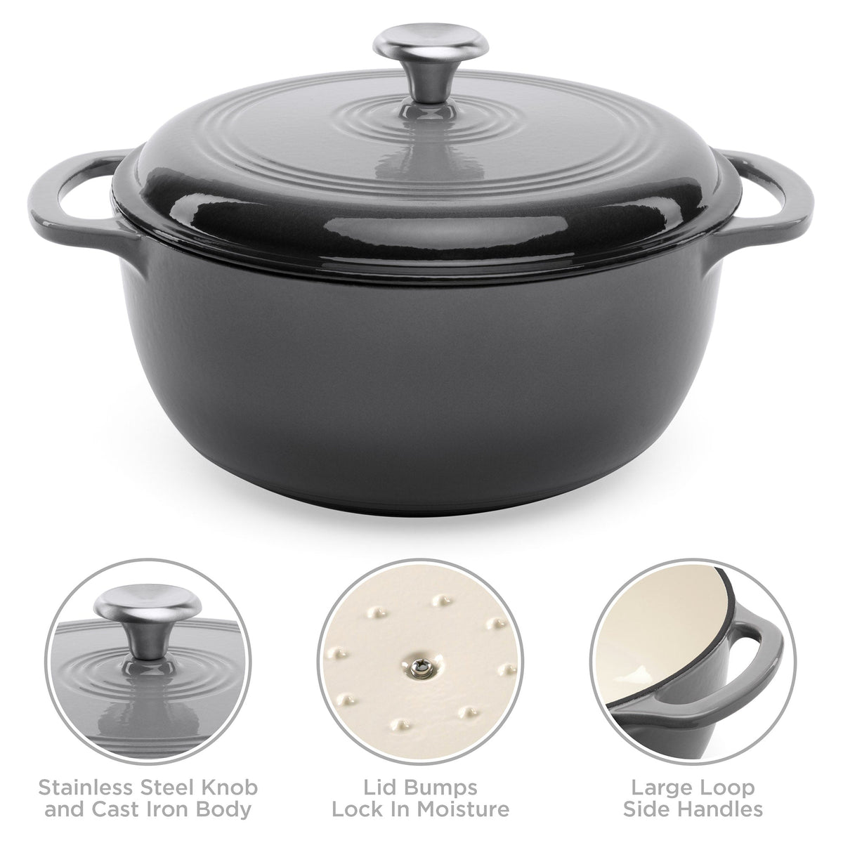 Cast-Iron Dutch Oven Kitchen Cookware w/ Enamel, Handles - 6qt - Best Choice Products