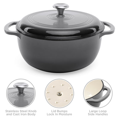 Cast-Iron Dutch Oven Kitchen Cookware w/ Enamel, Handles - 6qt - Best Choice Products