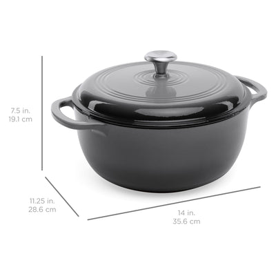 Cast-Iron Dutch Oven Kitchen Cookware w/ Enamel, Handles - 6qt - Best Choice Products