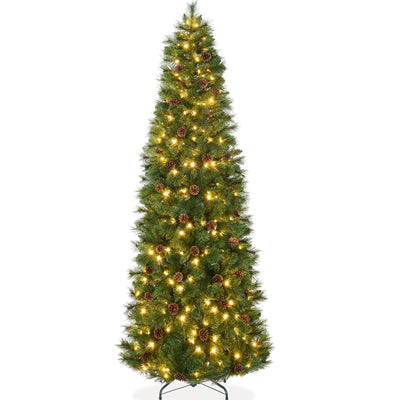 Pre-Lit Artificial Scotch Pine Pencil Christmas Tree w/ Metal Stand - Best Choice Products