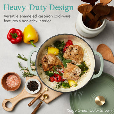 Cast-Iron Dutch Oven Kitchen Cookware w/ Enamel, Handles - 6qt - Best Choice Products