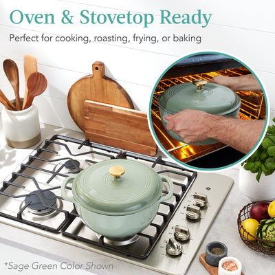 Cast-Iron Dutch Oven Kitchen Cookware w/ Enamel, Handles - 6qt - Best Choice Products