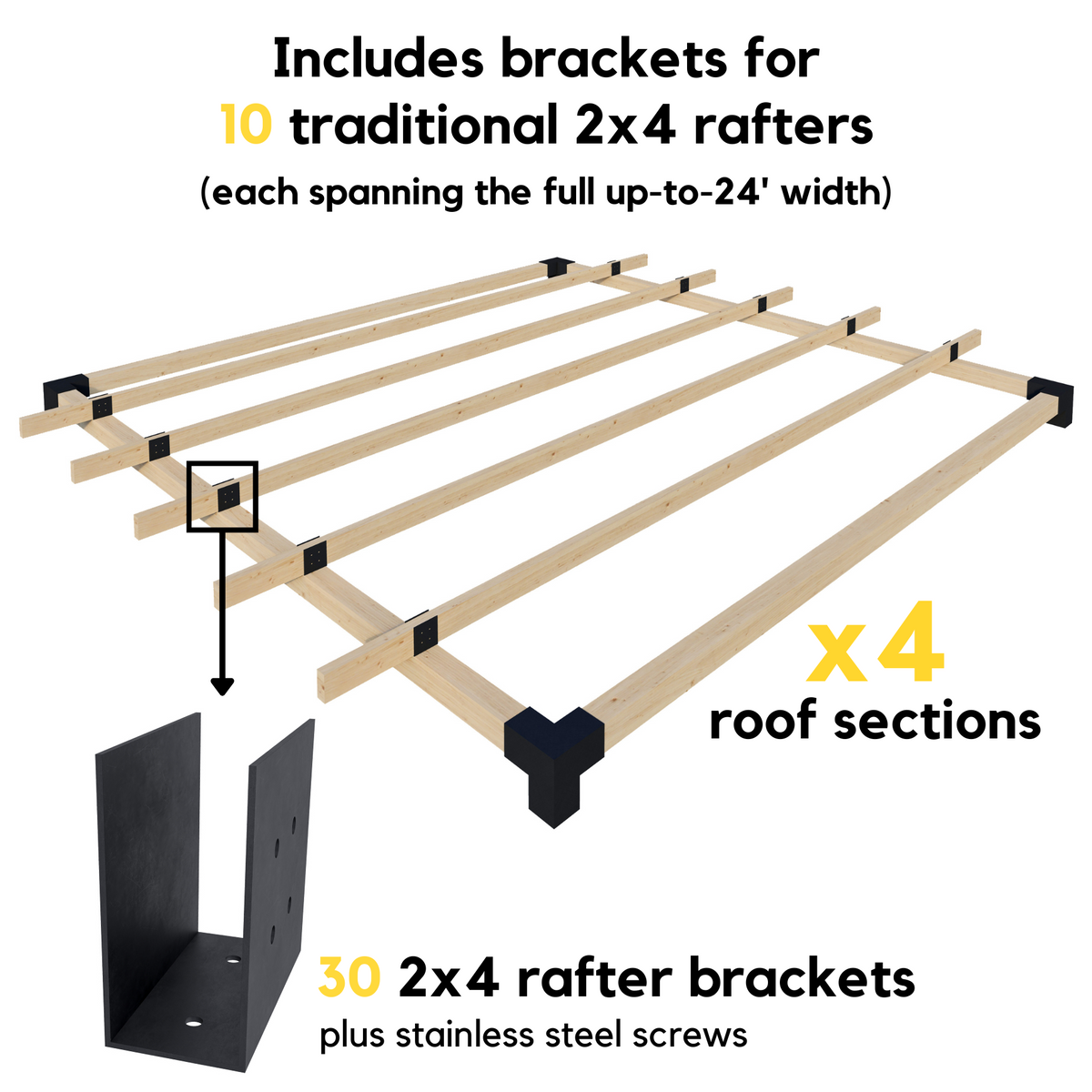 Kit de supports pour grande pergola en bois