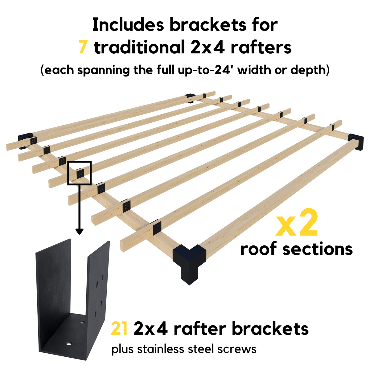 Kit de supports pour pergola en cèdre adossée à la maison