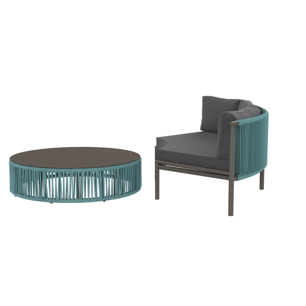 Skye – Ensemble de terrasse 2 pièces Tex Gray et Teal avec coussins coloris Cast Slate