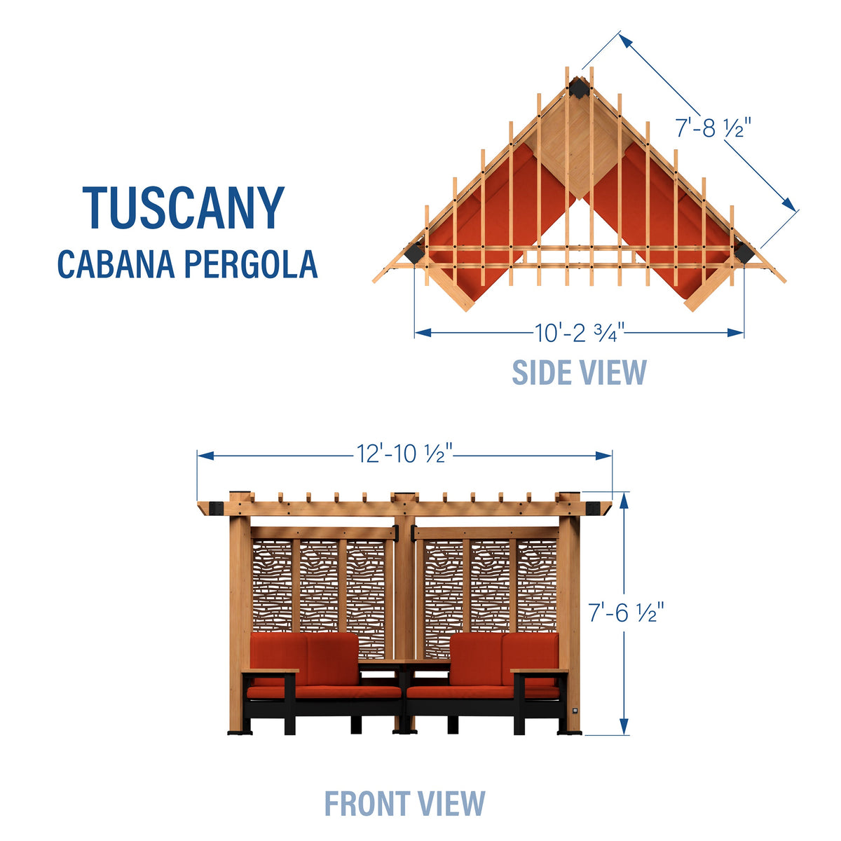 Tuscany – Pergola d’angle avec salon de conversation et panneaux d’intimité