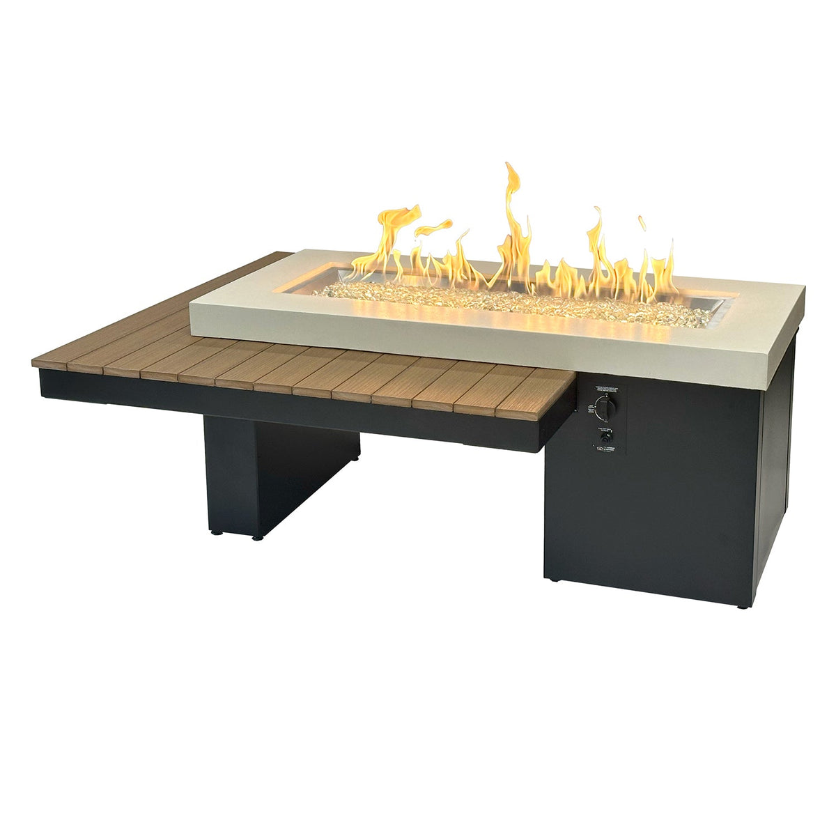 Uptown Antique Mahogany – Table brasero linéaire à gaz avec pare-feu en verre – UPT-1242-AMH/GG-1242