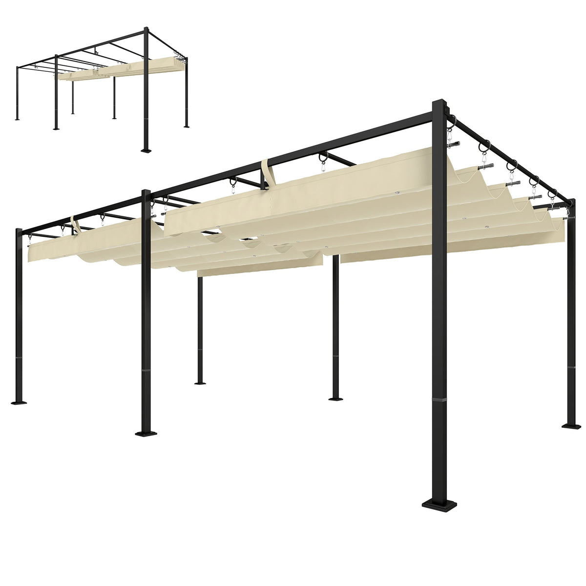 Pergola 19' x 10' avec toile rétractable, Cream White