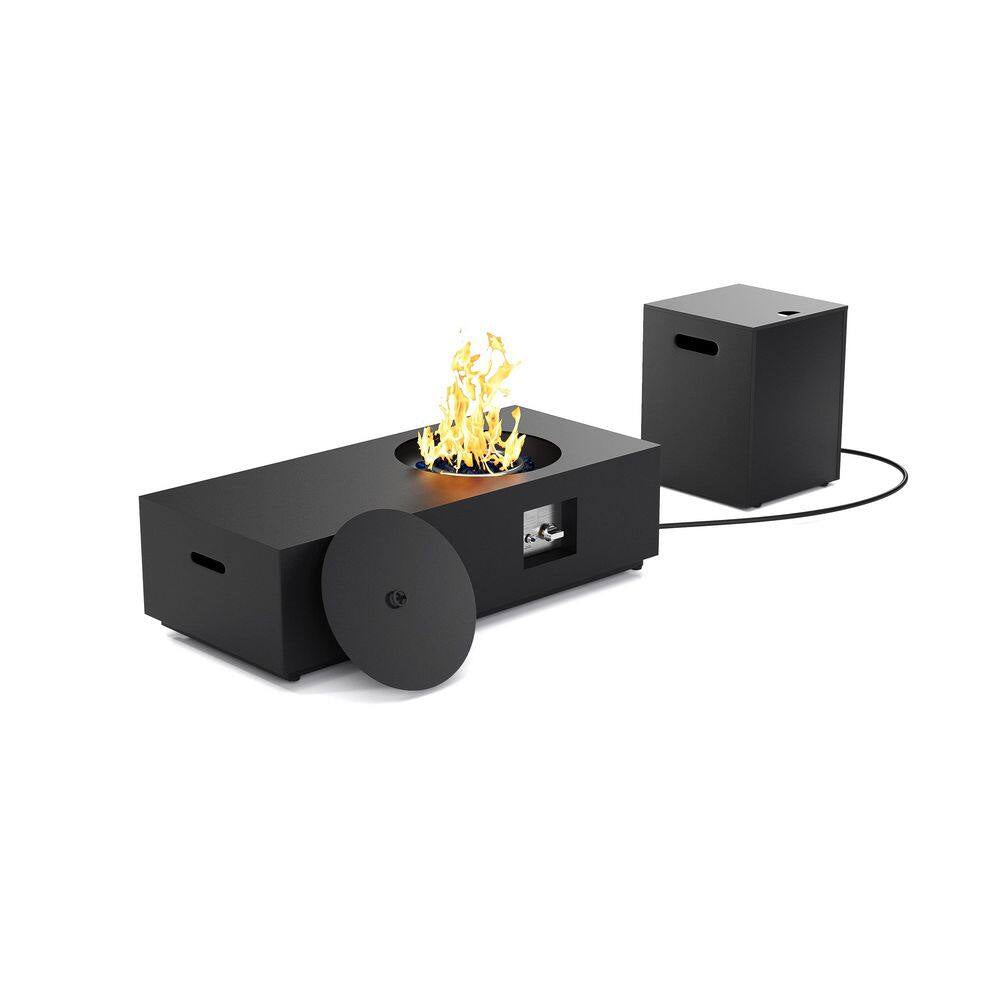 Table brasero extérieure au propane 48 In., 50,000 BTU, acier à revêtement noir
