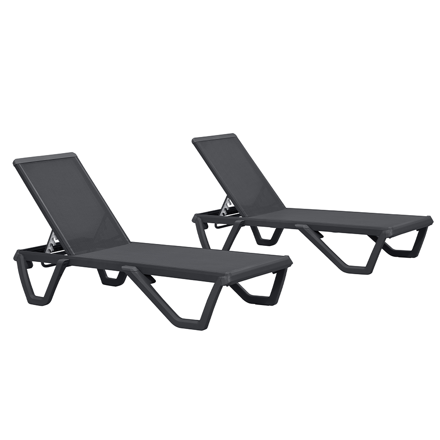 PURPLE LEAF – Chaise longue extérieure à 5 positions avec structure en aluminium et assise en Textilene, légère et durable pour terrasse et piscine